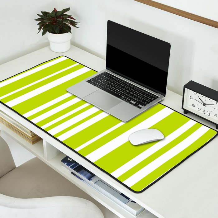 Classic Stripes XXXVIII - Lime Green Desk Mat Gallery Image 2