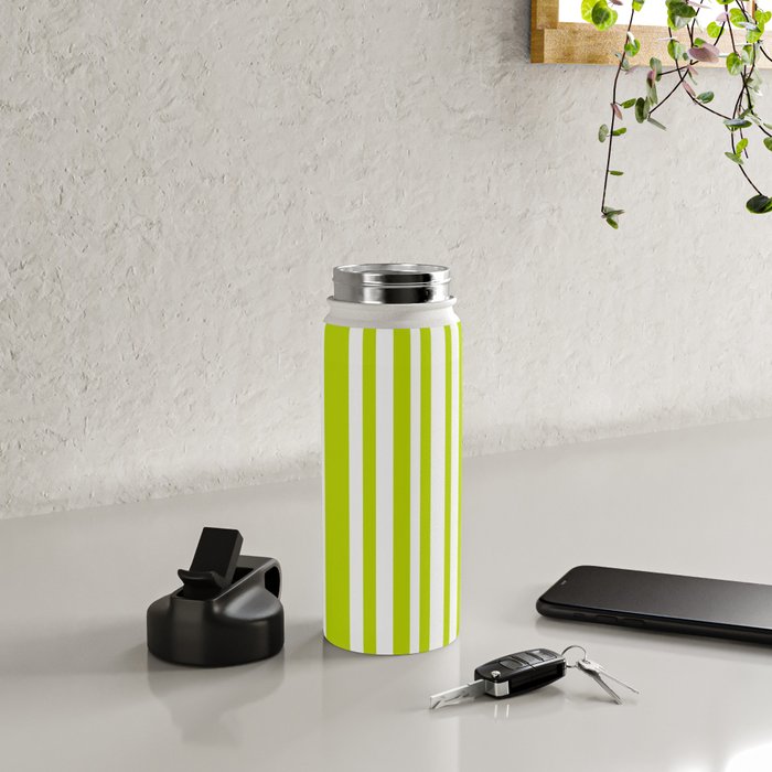 Classic Stripes XXXVIII - Lime Green Water Bottle Gallery Image 4