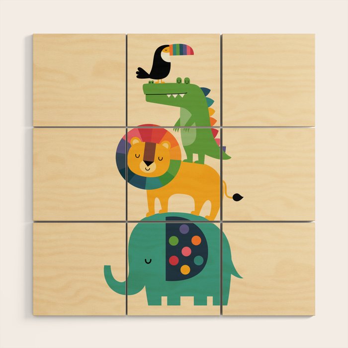 Rainbow Safari Wood Wall Art Gallery Image 1