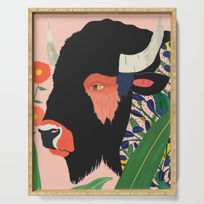 Floral Bison Serving Tray Gallery Image 1