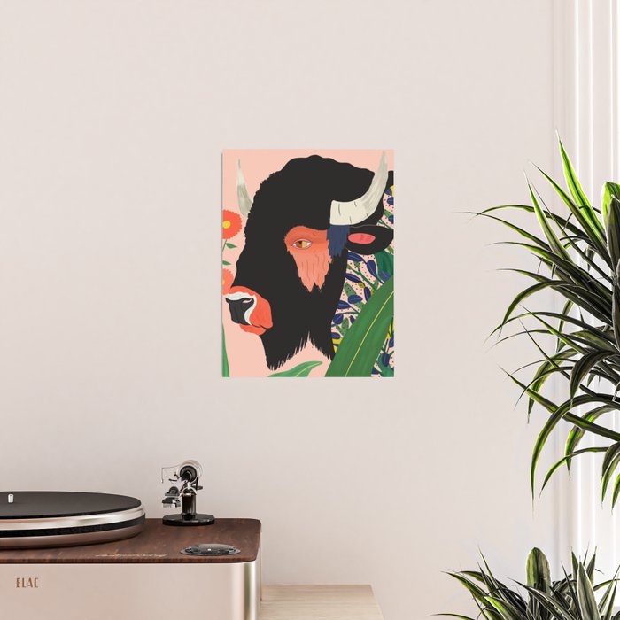 Floral Bison Poster Gallery Image 2