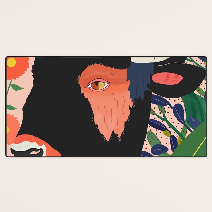 Floral Bison Desk Mat Gallery Image 3
