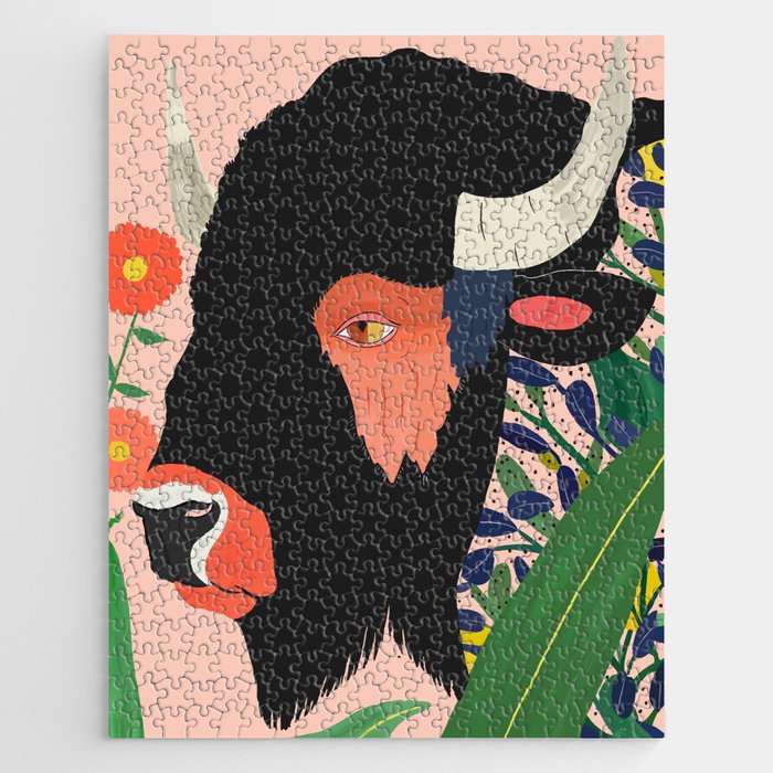 Floral Bison Jigsaw Puzzle Gallery Image 1