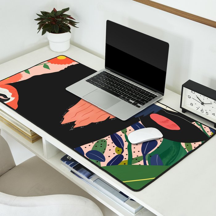 Floral Bison Desk Mat Gallery Image 2