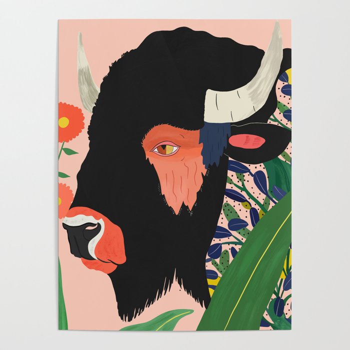 Floral Bison Poster Gallery Image 4