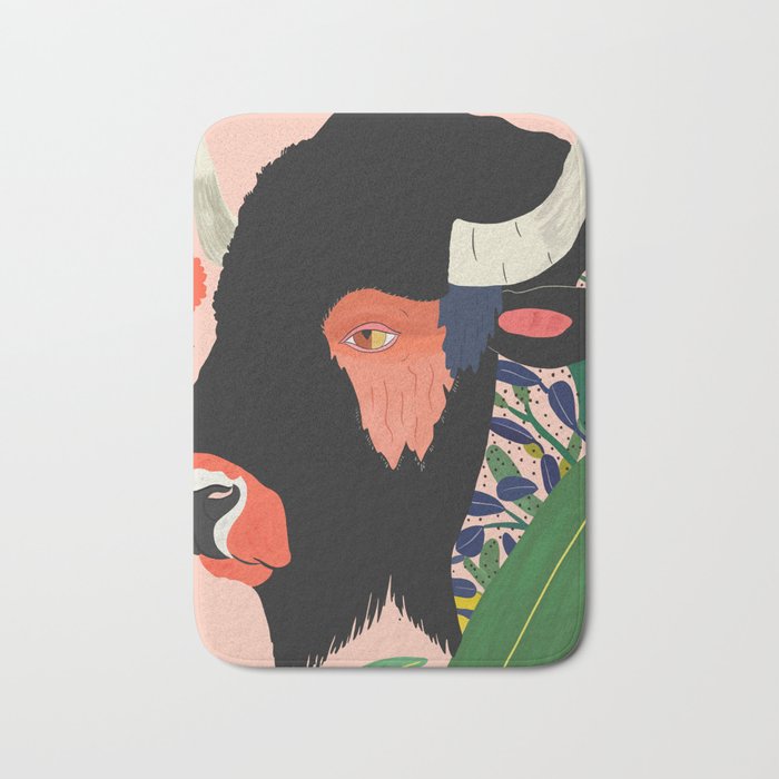 Floral Bison Bath Mat Gallery Image 1