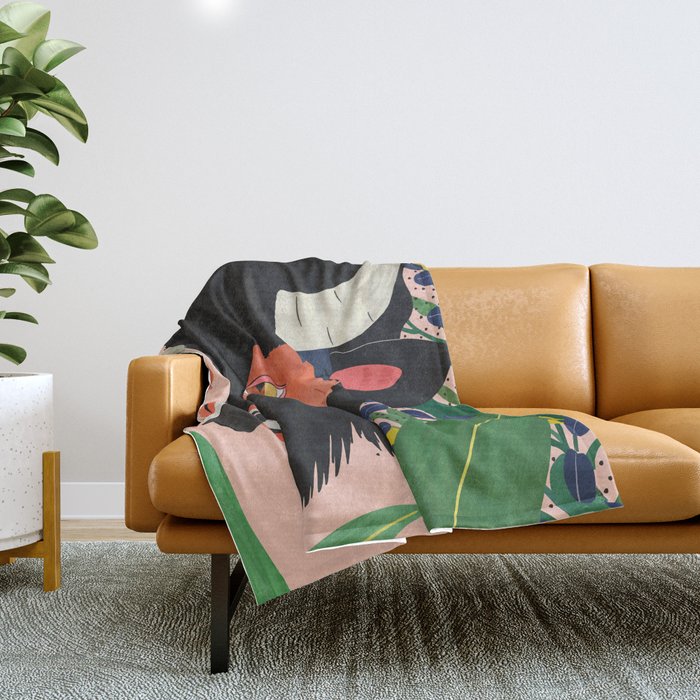 Floral Bison Throw Blanket Gallery Image 1