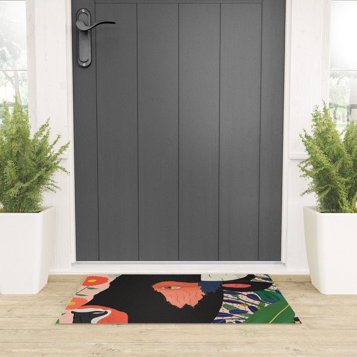 Floral Bison Welcome Mat Gallery Image 3