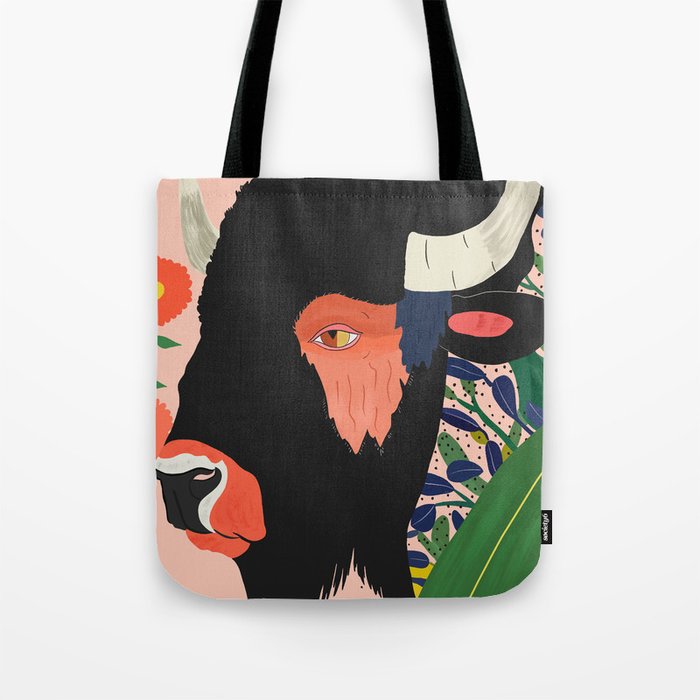 Floral Bison Tote Bag Gallery Image 1