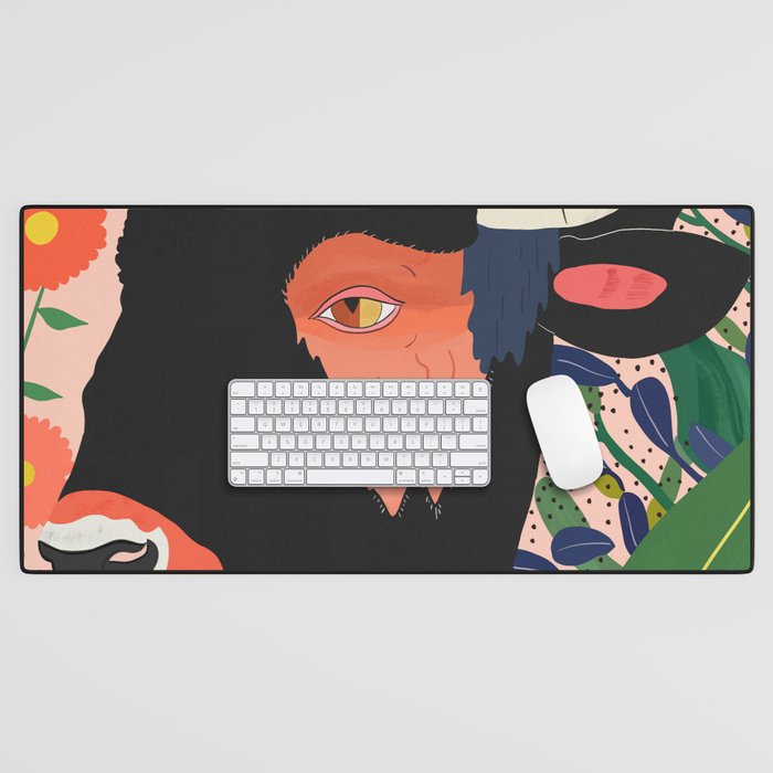 Floral Bison Desk Mat Gallery Image 1