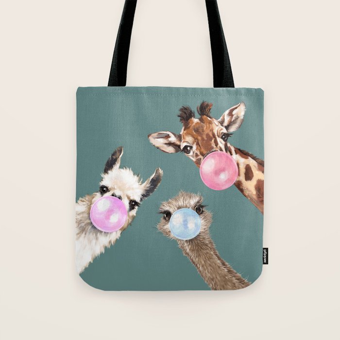Bubble Gum Gang Dark Green Tote Bag Gallery Image 1