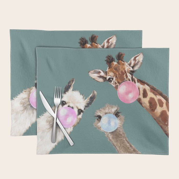 Bubble Gum Gang Dark Green Placemat Gallery Image 1