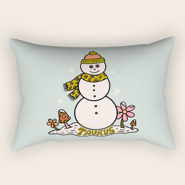 Taurus Snowman Rectangular Pillow Gallery Image 2