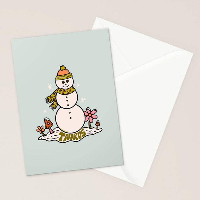 Taurus Snowman Stationery Card Gallery Image 2