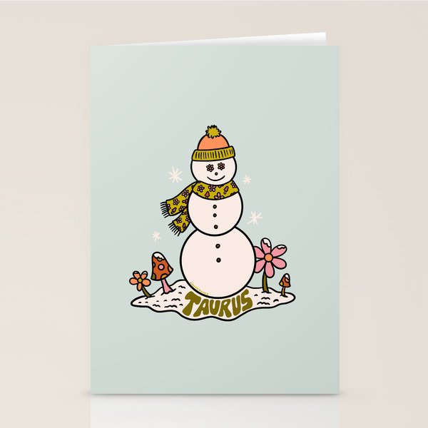 Taurus Snowman Stationery Card Gallery Image 1