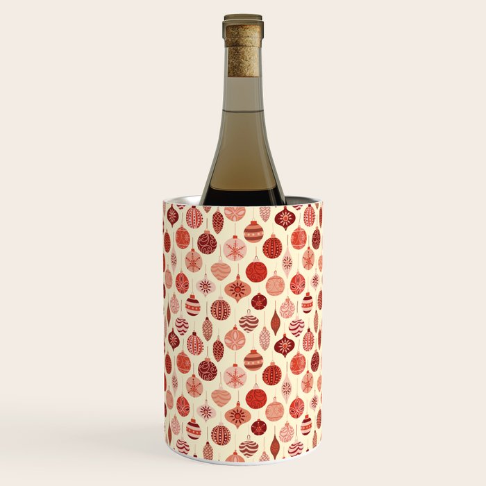 Christmas Ornaments Red Pink Beige Pattern Wine Chiller Gallery Image 1