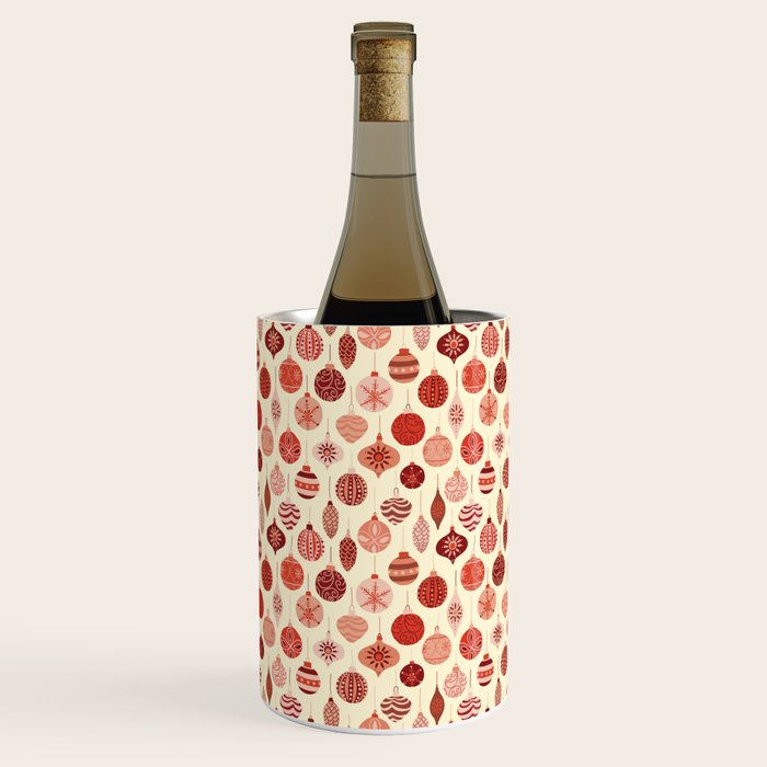 Christmas Ornaments Red Pink Beige Pattern Wine Chiller Gallery Image 3