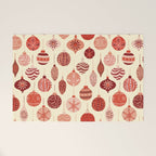 Christmas Ornaments Red Pink Beige Pattern Welcome Mat Gallery Image 1