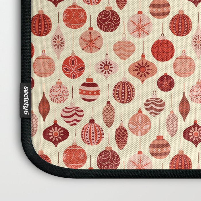 Christmas Ornaments Red Pink Beige Pattern Laptop Sleeve Gallery Image 3