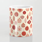 Christmas Ornaments Red Pink Beige Pattern Coffee Mug Gallery Image 4