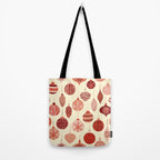 Christmas Ornaments Red Pink Beige Pattern Tote Bag Gallery Image 2