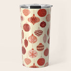 Christmas Ornaments Red Pink Beige Pattern Travel Mug Gallery Image 1