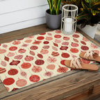 Christmas Ornaments Red Pink Beige Pattern Outdoor Rug Gallery Image 2