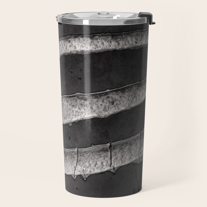 Layers - Contemporary Black and White Abstract Travel Mug Gallery Image 2