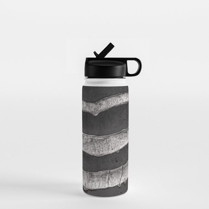 Layers - Contemporary Black and White Abstract Water Bottle Gallery Image 1