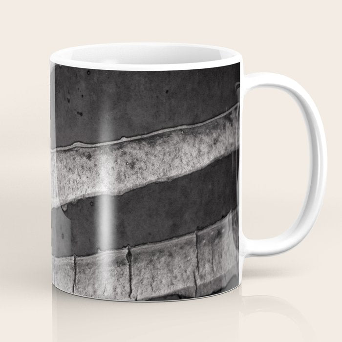 Layers - Contemporary Black and White Abstract Coffee Mug Gallery Image 1