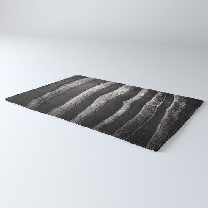 Layers - Contemporary Black and White Abstract Rug Gallery Image 3