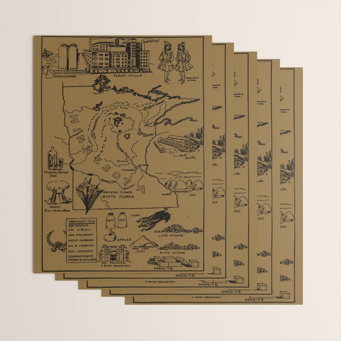 Vintage Map of Minnesota (1912) - Tan Wrapping Paper Gallery Image 3