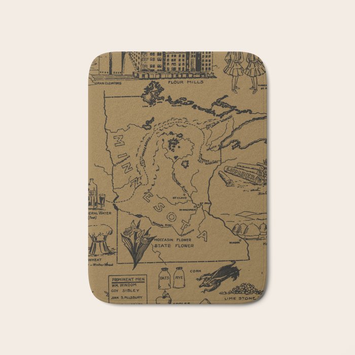 Vintage Map of Minnesota (1912) - Tan Bath Mat Gallery Image 1