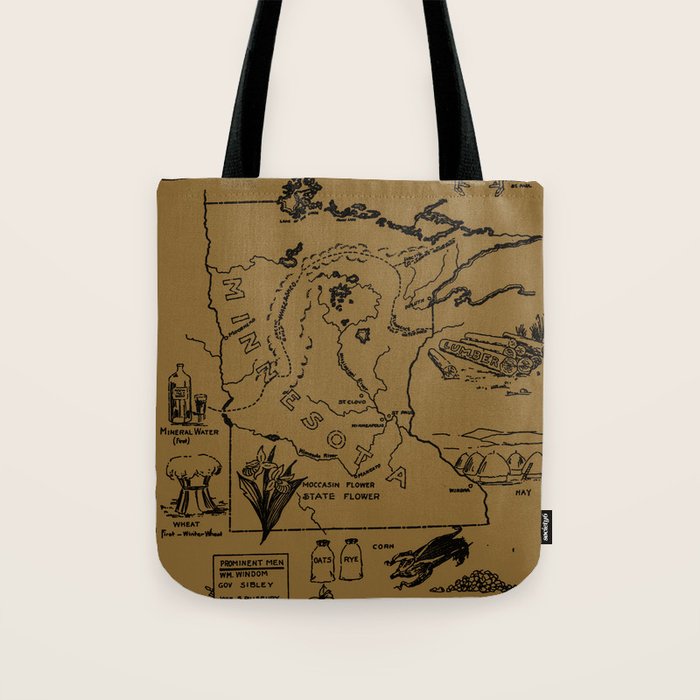Vintage Map of Minnesota (1912) - Tan Tote Bag Gallery Image 1