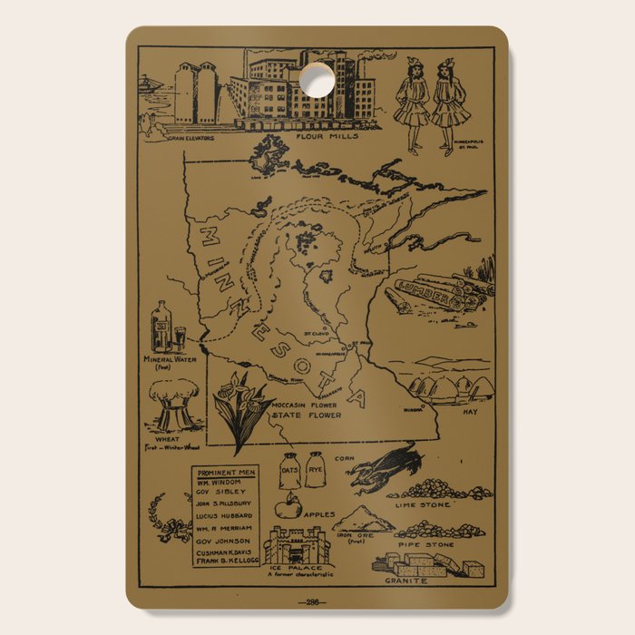 Vintage Map of Minnesota (1912) - Tan Cutting Board Gallery Image 1
