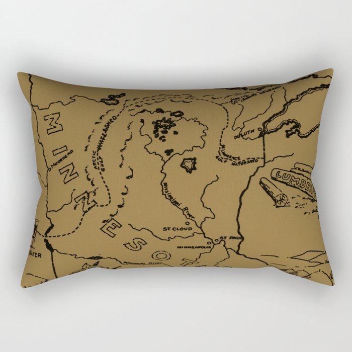 Vintage Map of Minnesota (1912) - Tan Rectangular Pillow Gallery Image 1