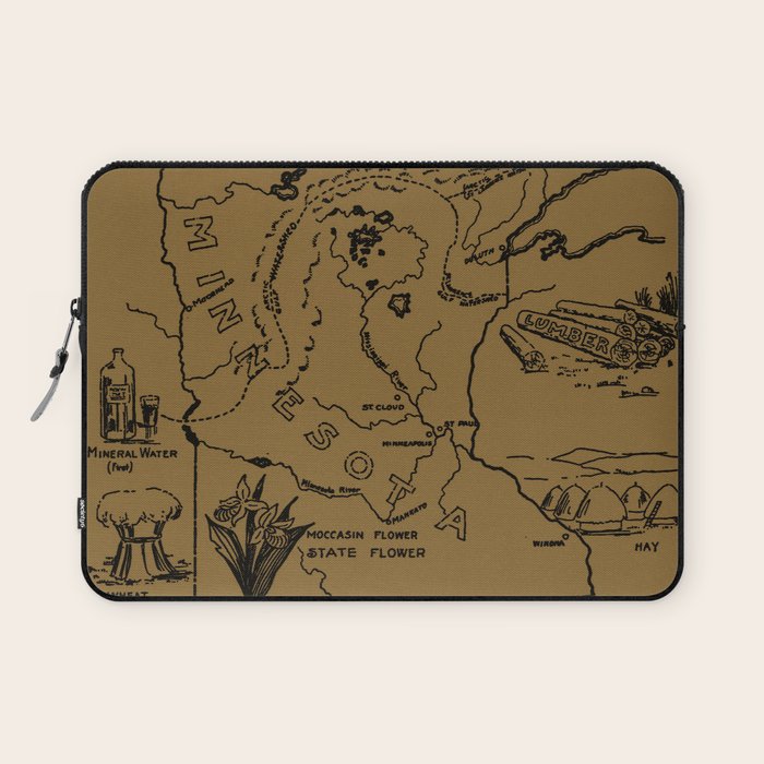 Vintage Map of Minnesota (1912) - Tan Laptop Sleeve Gallery Image 1