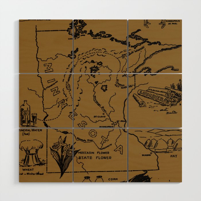 Vintage Map of Minnesota (1912) - Tan Wood Wall Art Gallery Image 1
