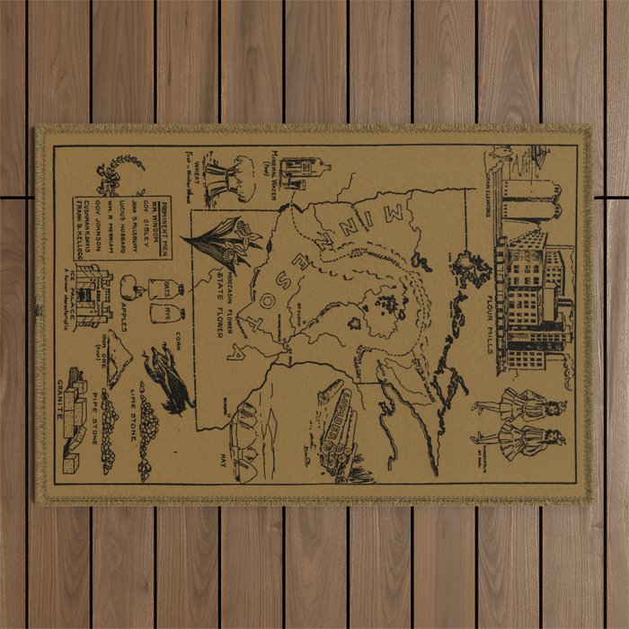 Vintage Map of Minnesota (1912) - Tan Outdoor Rug Gallery Image 1