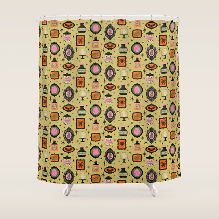 Eerie Oddities Halloween Pattern Shower Curtain Gallery Image 1
