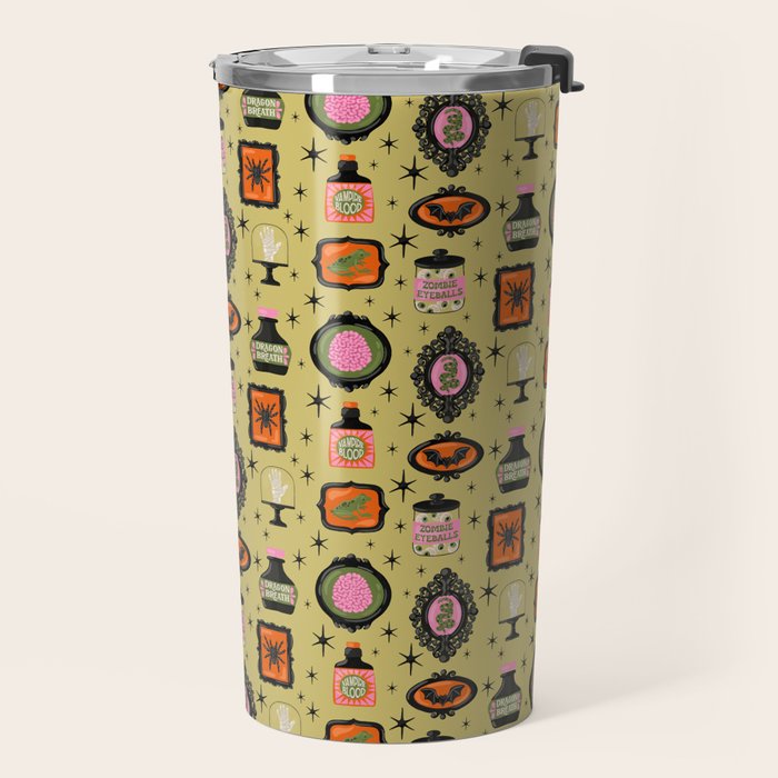 Eerie Oddities Halloween Pattern Travel Mug Gallery Image 2