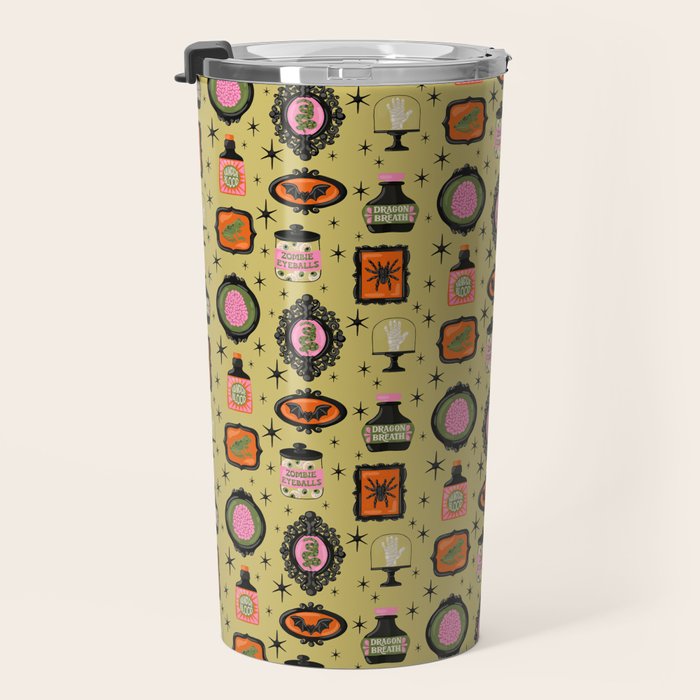 Eerie Oddities Halloween Pattern Travel Mug Gallery Image 3