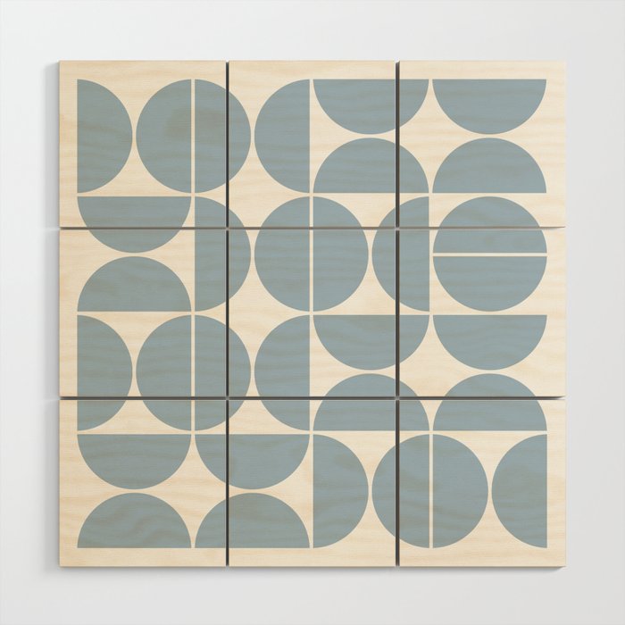 Mid Century Modern Geometric 04 Soft Blue Wood Wall Art Gallery Image 1