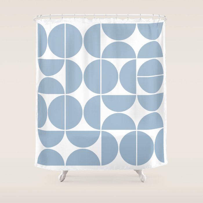 Mid Century Modern Geometric 04 Soft Blue Shower Curtain Gallery Image 1