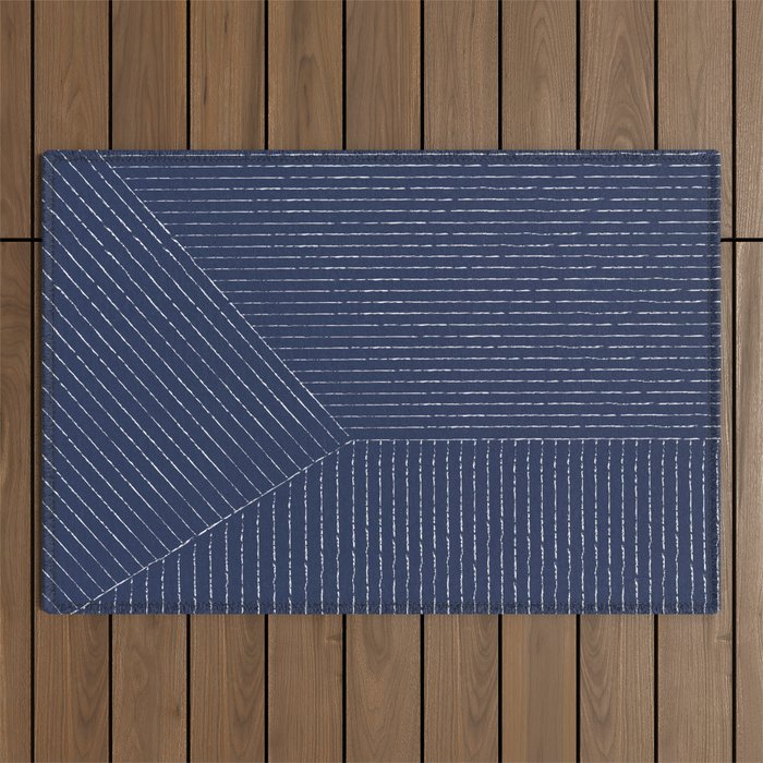 Lines (Navy) Outdoor Rug Gallery Image 1