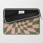 Wavy Check - Green And Peach - Checkerboard Pattern Print Laptop Sleeve Gallery Image 2