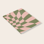 Wavy Check - Green And Peach - Checkerboard Pattern Print Notebook Gallery Image 2