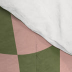 Wavy Check - Green And Peach - Checkerboard Pattern Print Comforter Gallery Image 4