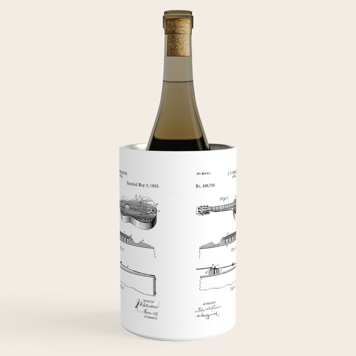 Acoustic Guitar Patent - Guitar Player Music Lover Art - Black Chalkboard Wine Chiller Gallery Image 1