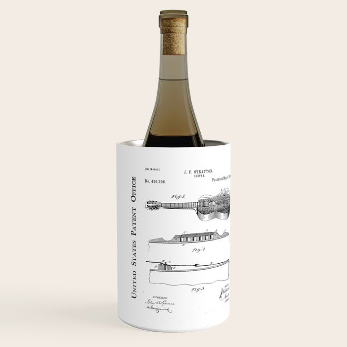 Acoustic Guitar Patent - Guitar Player Music Lover Art - Black Chalkboard Wine Chiller Gallery Image 2